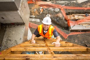 Nick Perfili conducts a Silver Line construction progress tour in Fairfax County, Virginia.