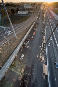 View of State Route 4 from the top of a 145ft tall crane in Pittsburg Ca.