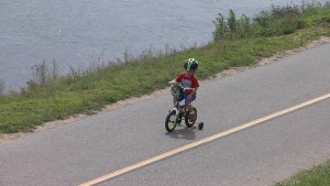 A walking path alongside the Cape Cod canal.
