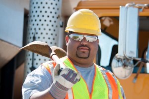 Maintenance worker Shahid Koochak-Yazdi of Williamsburg maintenance shed is ready lend a hand moving gravel in a workzone.
