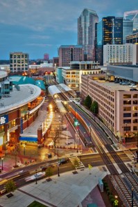 Evening travel on the CATS LYNX Blue line light rail system through Charlotte will currently take you for 9.6 miles. The Blue Line has 15 stations, with a ridership of between 14,000 and 15,000 daily. A recent extension of the successful LYNX Blue Line light rail service will bridge the city with the campus of UNC Charlotte.