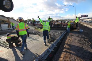 It's heads up and all hands on deck for an early morning concrete pour on the Moana Lana Diverging Diamond Interchange in Reno, NV. The DDI is an innovative type of interchange designed to move traffice more quickly and safely.